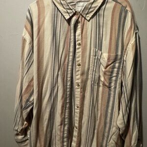 American Eagle Outfitters Beige and Navy Striped Shirt